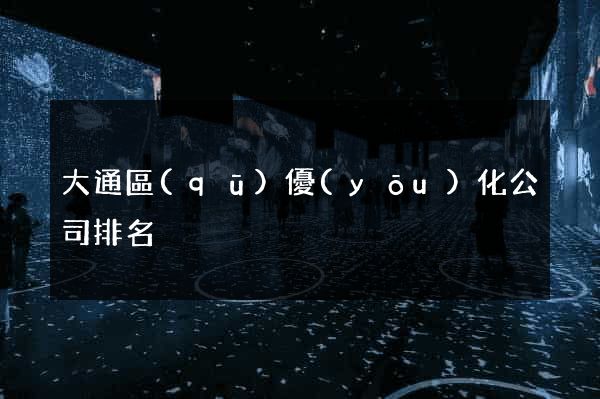 大通區(qū)優(yōu)化公司排名