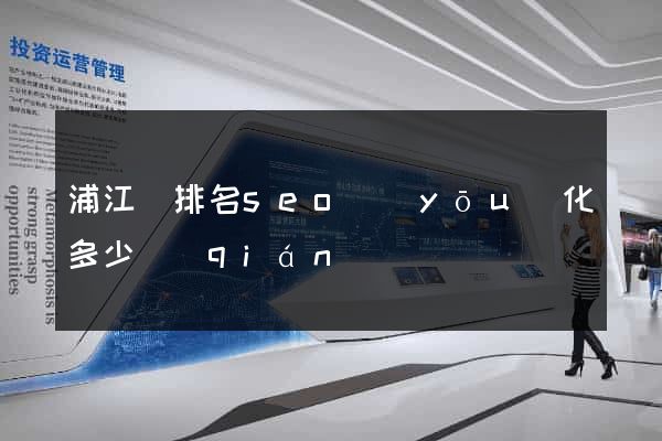 浦江縣排名seo優(yōu)化多少錢(qián)