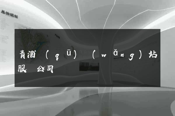 青浦區(qū)網(wǎng)站服務公司