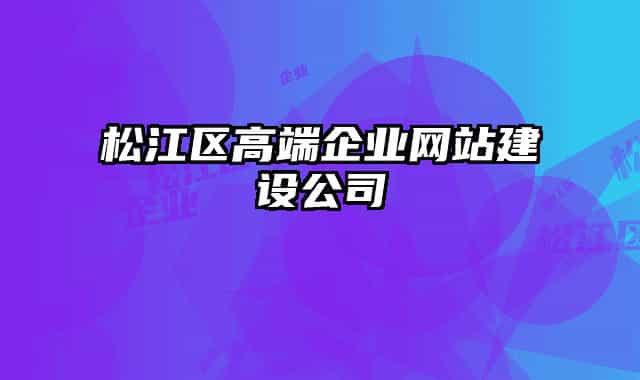 松江區(qū)高端企業(yè)網(wǎng)站建設(shè)公司