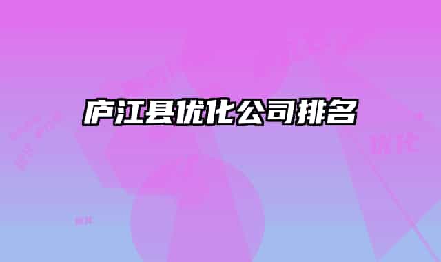 廬江縣優(yōu)化公司排名