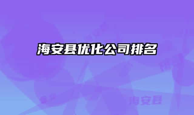 海安縣優(yōu)化公司排名