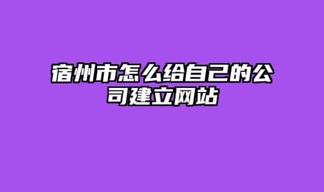 宿州市怎么給自己的公司建立網(wǎng)站
